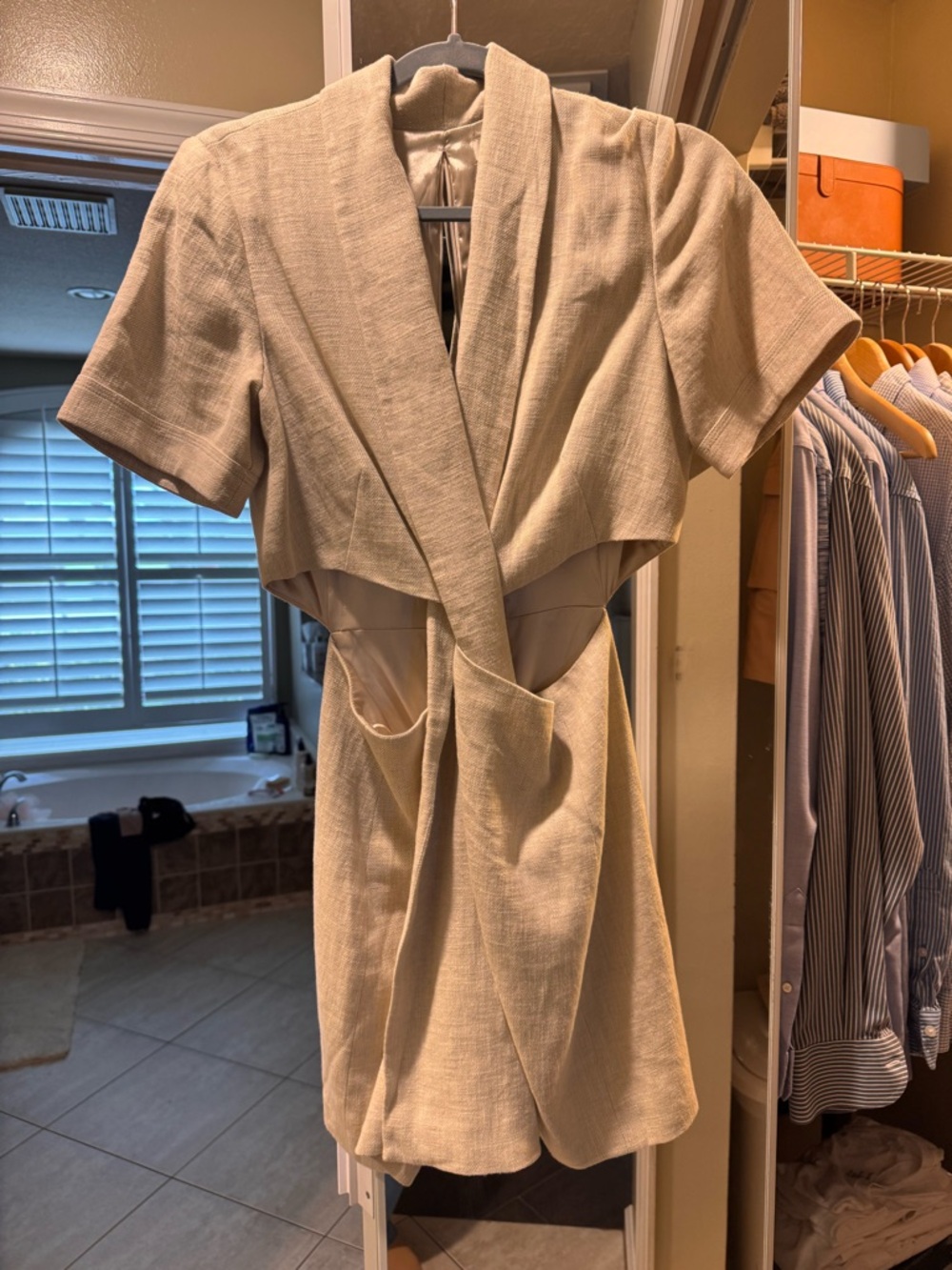 Ramy Brook Beige Mini Dress with Satin Lining